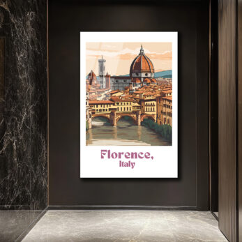 Floransa İtalya Manzarası Cam Tablo | Ponte Vecchio ve Duomo Sanatı - Glazella