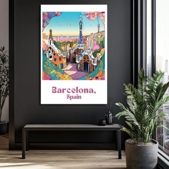 Barselona Park Güell Mozaik Temalı Dekoratif Cam Tablo - Glazella