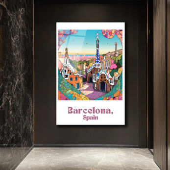 Barselona Park Güell Mozaik Temalı Dekoratif Cam Tablo - Glazella