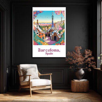 Barselona Park Güell Mozaik Temalı Dekoratif Cam Tablo - Glazella