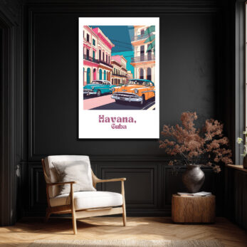 Havana Rüyası: Vintage Küba Sokakları Cam Tablo - Glazella