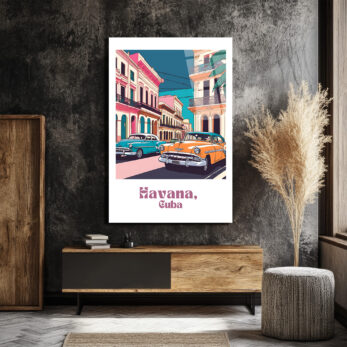 Havana Rüyası: Vintage Küba Sokakları Cam Tablo - Glazella