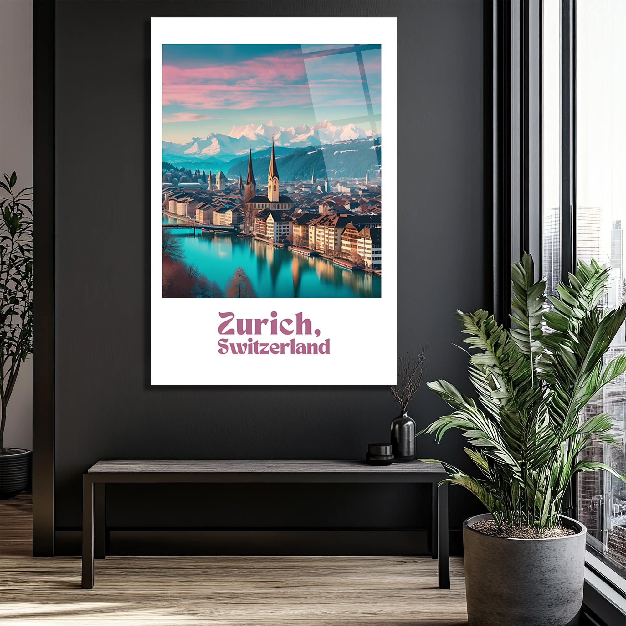 Zürih İsviçre Manzarası Cam Tablo | Alp Dağları ve Nehir Temalı Modern Sanat - Glazella Zürih İsviçre Manzarası Cam Tablo | Alp Dağları ve Nehir Temalı Modern Sanat - Glazella