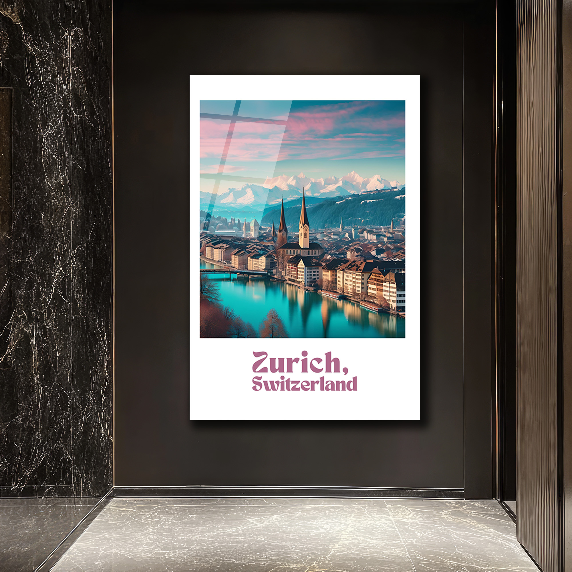 Zürih İsviçre Manzarası Cam Tablo | Alp Dağları ve Nehir Temalı Modern Sanat - Glazella Zürih İsviçre Manzarası Cam Tablo | Alp Dağları ve Nehir Temalı Modern Sanat - Glazella