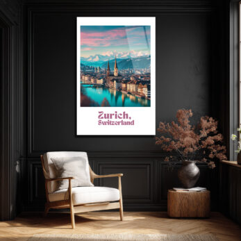 Zürih İsviçre Manzarası Cam Tablo | Alp Dağları ve Nehir Temalı Modern Sanat - Glazella Zürih İsviçre Manzarası Cam Tablo | Alp Dağları ve Nehir Temalı Modern Sanat - Glazella