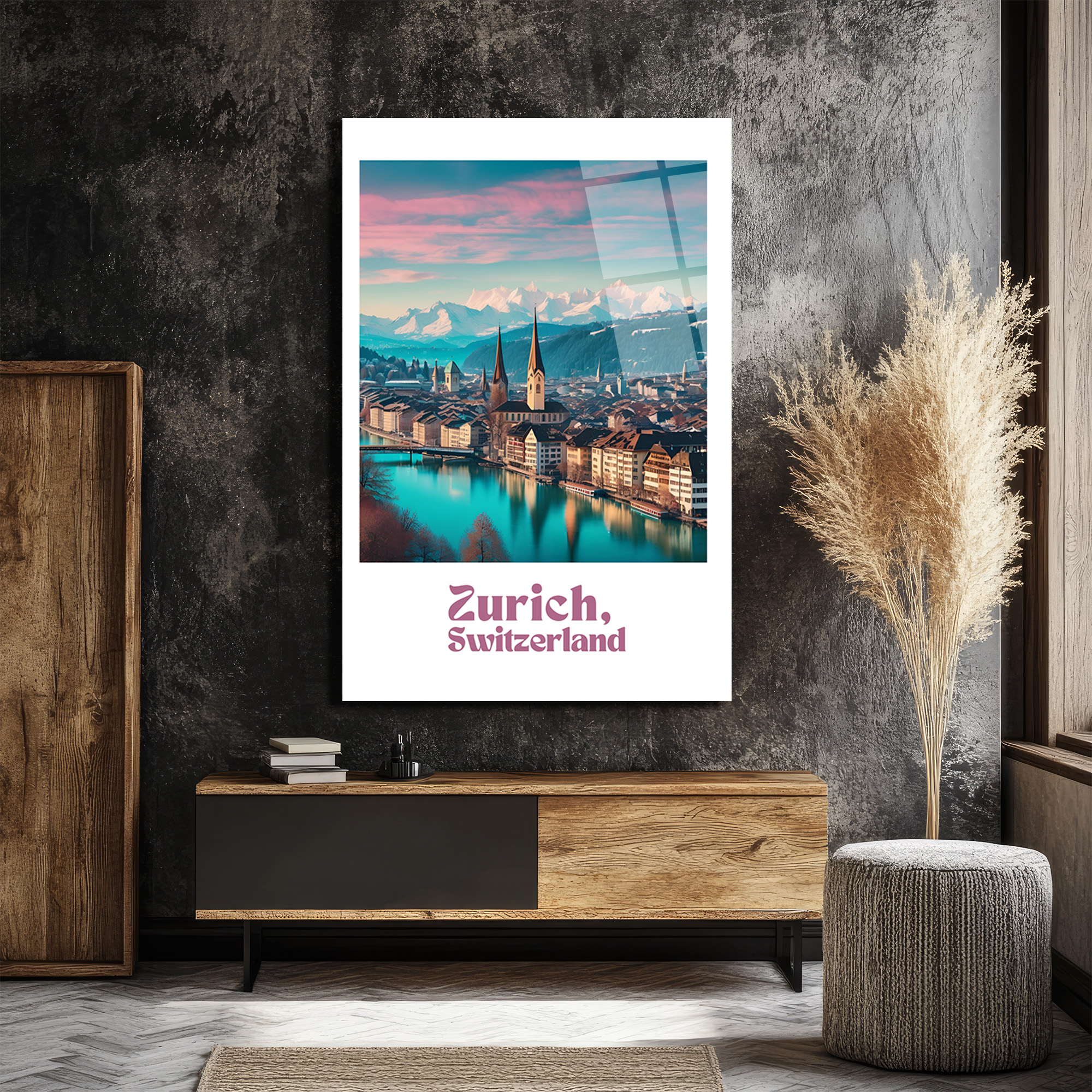 Zürih İsviçre Manzarası Cam Tablo | Alp Dağları ve Nehir Temalı Modern Sanat - Glazella Zürih İsviçre Manzarası Cam Tablo | Alp Dağları ve Nehir Temalı Modern Sanat - Glazella