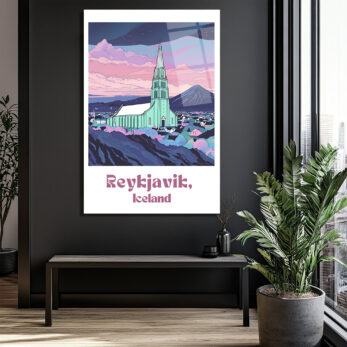 Reykjavik İzlanda Hallgrímskirkja Temalı Modern Tasarım Cam Tablo - Glazella Reykjavik İzlanda Hallgrímskirkja Temalı Modern Tasarım Cam Tablo - Glazella