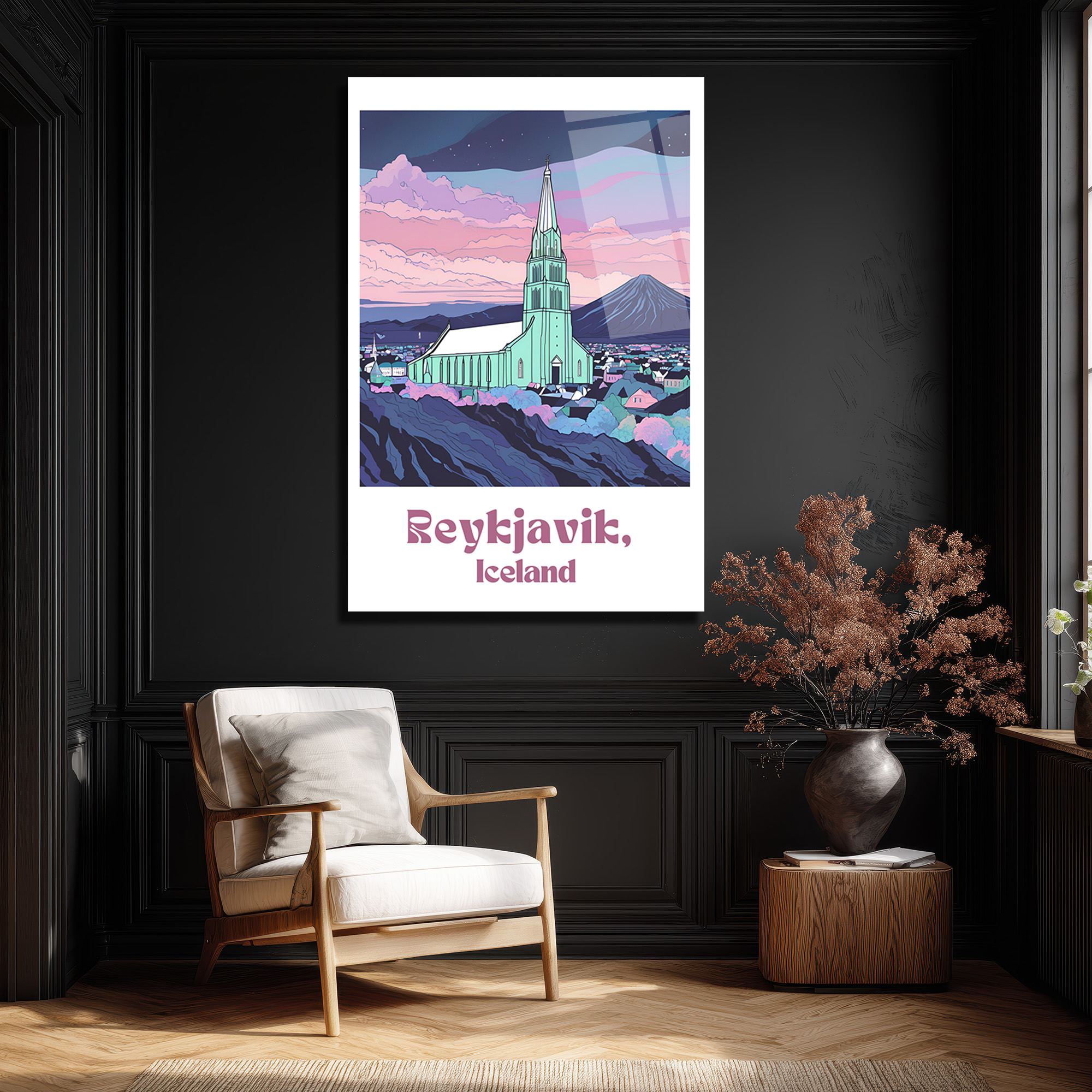 Reykjavik İzlanda Hallgrímskirkja Temalı Modern Tasarım Cam Tablo - Glazella Reykjavik İzlanda Hallgrímskirkja Temalı Modern Tasarım Cam Tablo - Glazella
