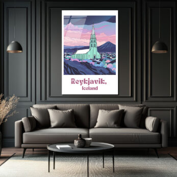 Reykjavik İzlanda Hallgrímskirkja Temalı Modern Tasarım Cam Tablo - Glazella Reykjavik İzlanda Hallgrímskirkja Temalı Modern Tasarım Cam Tablo - Glazella