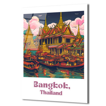 Bangkok'un Büyülü Işıltısı: Tayland Temalı Cam Tablo - Glazella