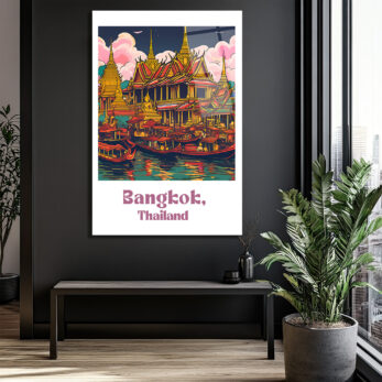 Bangkok'un Büyülü Işıltısı: Tayland Temalı Cam Tablo - Glazella