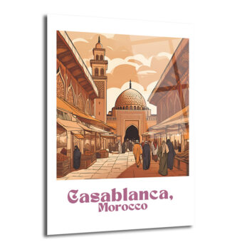 Casablanca Fas Sokakları Cam Tablo - Egzotik Seyahat Sanatı - Glazella