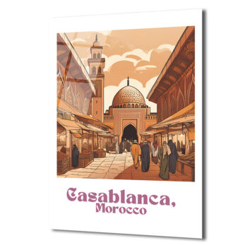 Casablanca Fas Sokakları Cam Tablo - Egzotik Seyahat Sanatı - Glazella
