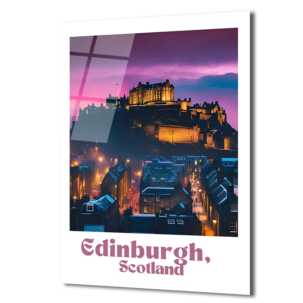 Edinburgh İskoçya Kalesi Gün Batımı Manzaralı Cam Tablo - Glazella Edinburgh İskoçya Kalesi Gün Batımı Manzaralı Cam Tablo - Glazella