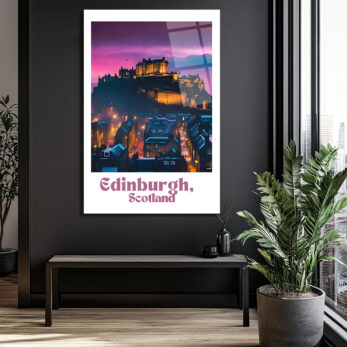 Edinburgh İskoçya Kalesi Gün Batımı Manzaralı Cam Tablo - Glazella Edinburgh İskoçya Kalesi Gün Batımı Manzaralı Cam Tablo - Glazella