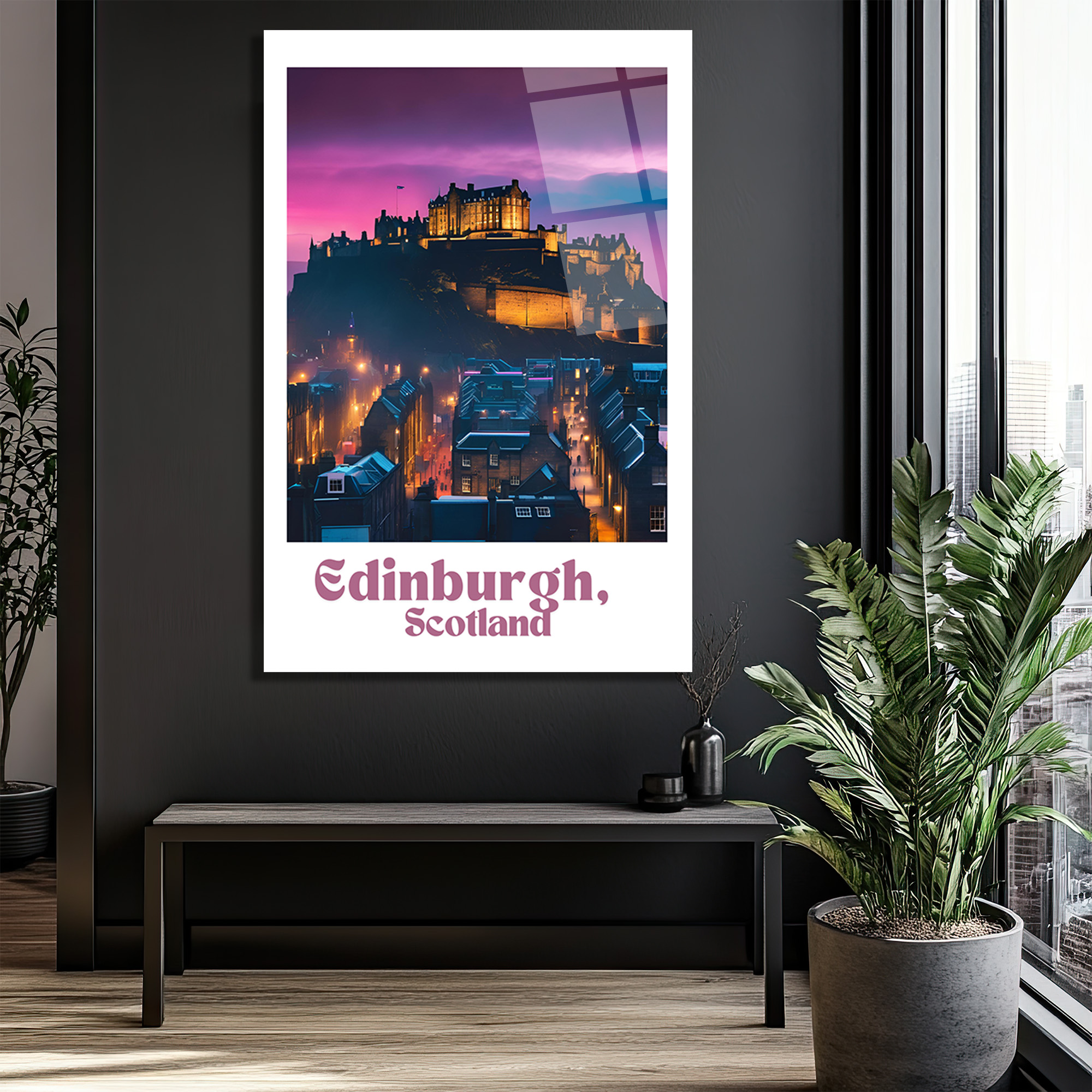 Edinburgh İskoçya Kalesi Gün Batımı Manzaralı Cam Tablo - Glazella Edinburgh İskoçya Kalesi Gün Batımı Manzaralı Cam Tablo - Glazella