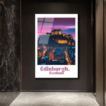 Edinburgh İskoçya Kalesi Gün Batımı Manzaralı Cam Tablo - Glazella Edinburgh İskoçya Kalesi Gün Batımı Manzaralı Cam Tablo - Glazella