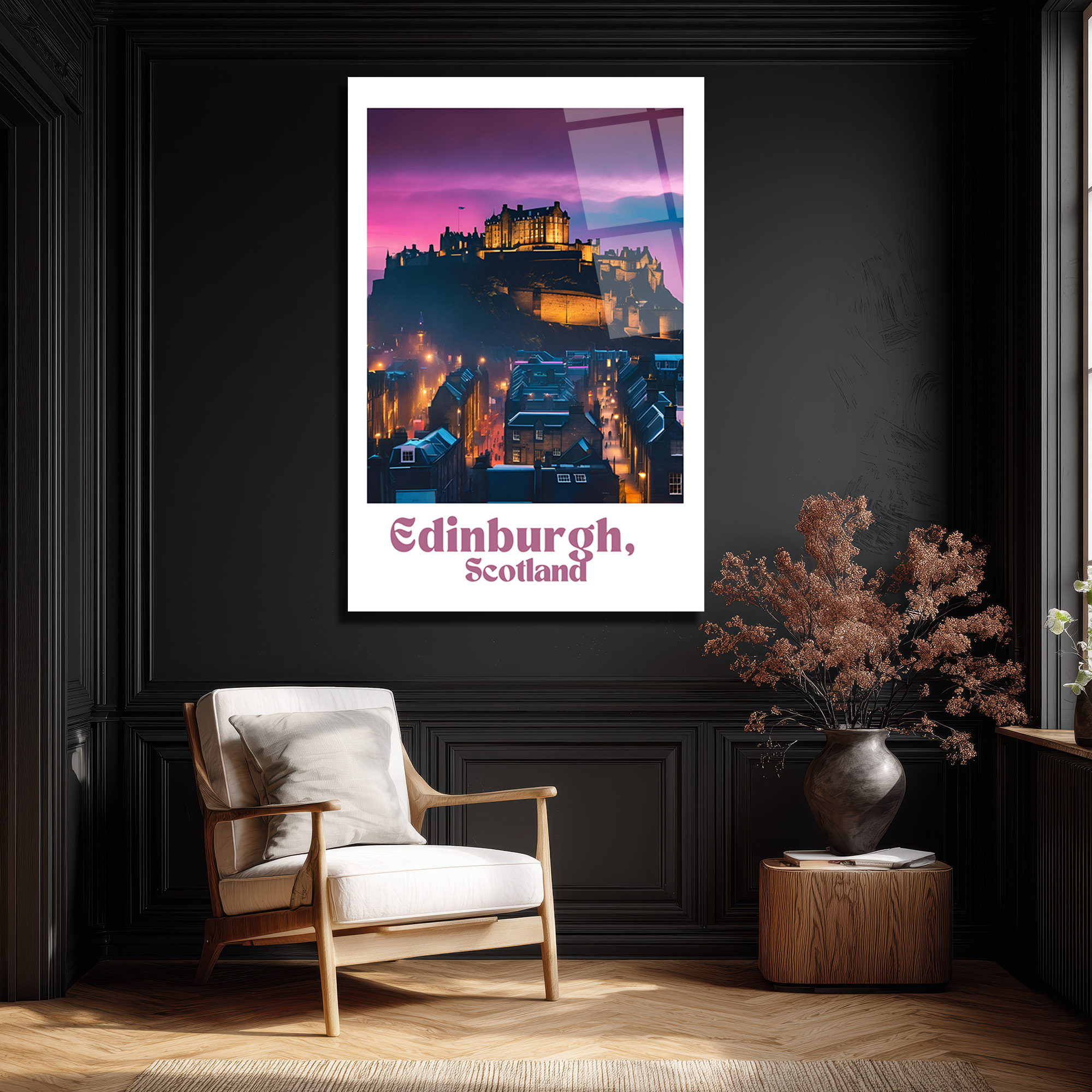 Edinburgh İskoçya Kalesi Gün Batımı Manzaralı Cam Tablo - Glazella Edinburgh İskoçya Kalesi Gün Batımı Manzaralı Cam Tablo - Glazella