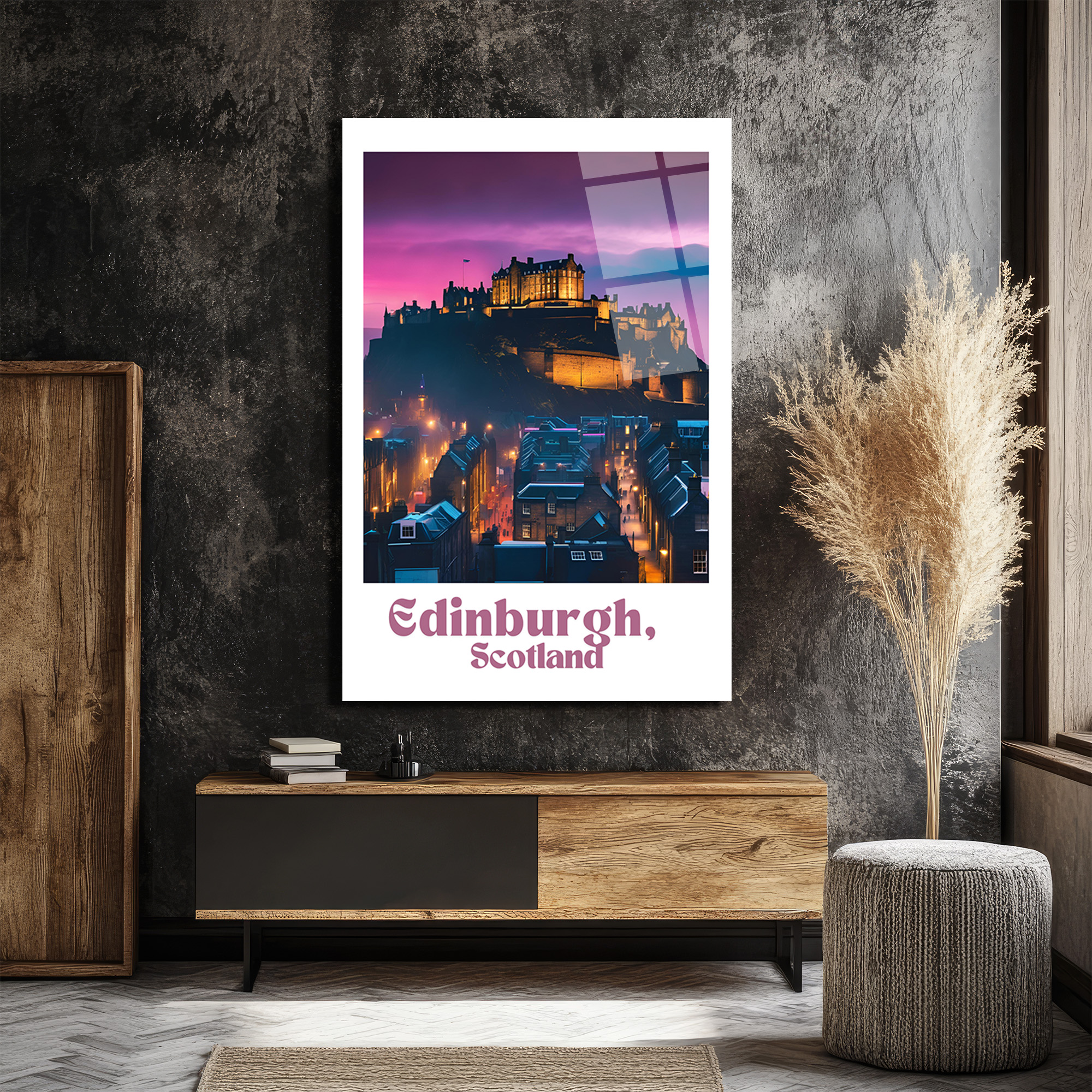 Edinburgh İskoçya Kalesi Gün Batımı Manzaralı Cam Tablo - Glazella Edinburgh İskoçya Kalesi Gün Batımı Manzaralı Cam Tablo - Glazella