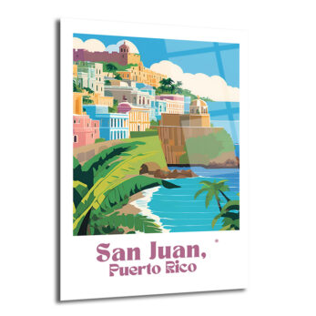 San Juan, Puerto Rico Manzaralı Estetik Cam Tablo - Glazella