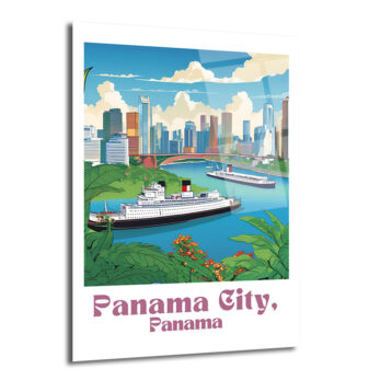 Panama City Manzaralı Cam Tablo - Tropik Şehir Sanatı - Glazella