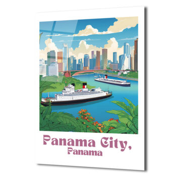 Panama City Manzaralı Cam Tablo - Tropik Şehir Sanatı - Glazella
