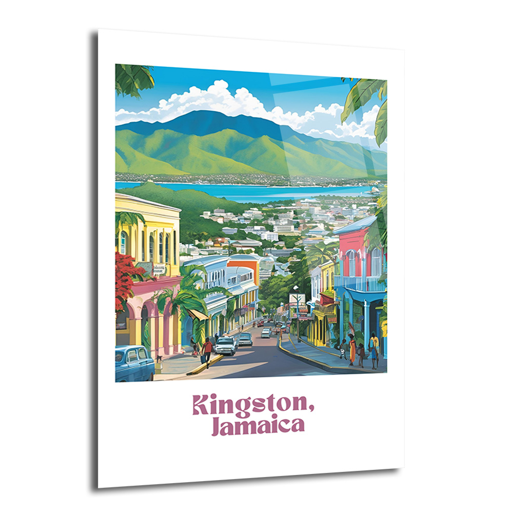Kingston Jamaika Şehir Manzarası Canlı Sokaklar Cam Tablo - Glazella Kingston Jamaika Şehir Manzarası Canlı Sokaklar Cam Tablo - Glazella