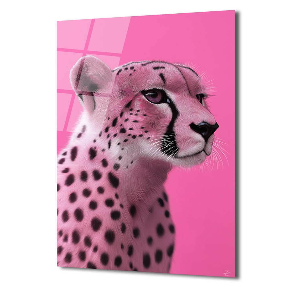 Pembe Çita Vahşi Zarafet Modern Cam Tablo - Glazella Pembe Çita Vahşi Zarafet Modern Cam Tablo - Glazella