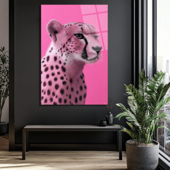 Pembe Çita Vahşi Zarafet Modern Cam Tablo - Glazella Pembe Çita Vahşi Zarafet Modern Cam Tablo - Glazella