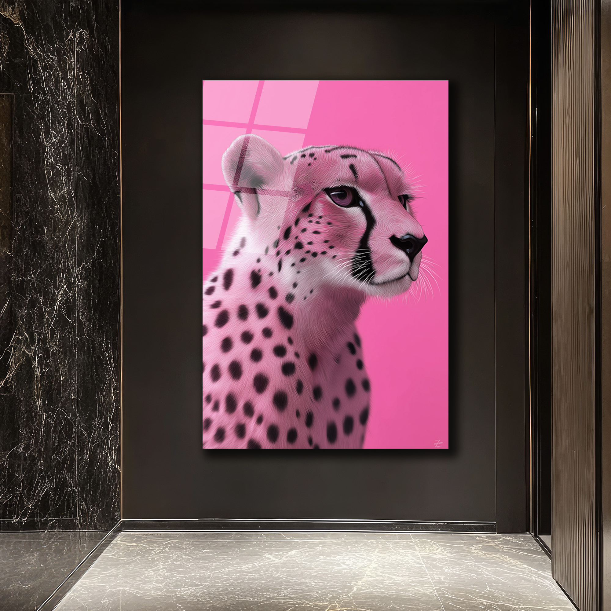 Pembe Çita Vahşi Zarafet Modern Cam Tablo - Glazella Pembe Çita Vahşi Zarafet Modern Cam Tablo - Glazella