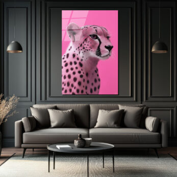 Pembe Çita Vahşi Zarafet Modern Cam Tablo - Glazella Pembe Çita Vahşi Zarafet Modern Cam Tablo - Glazella