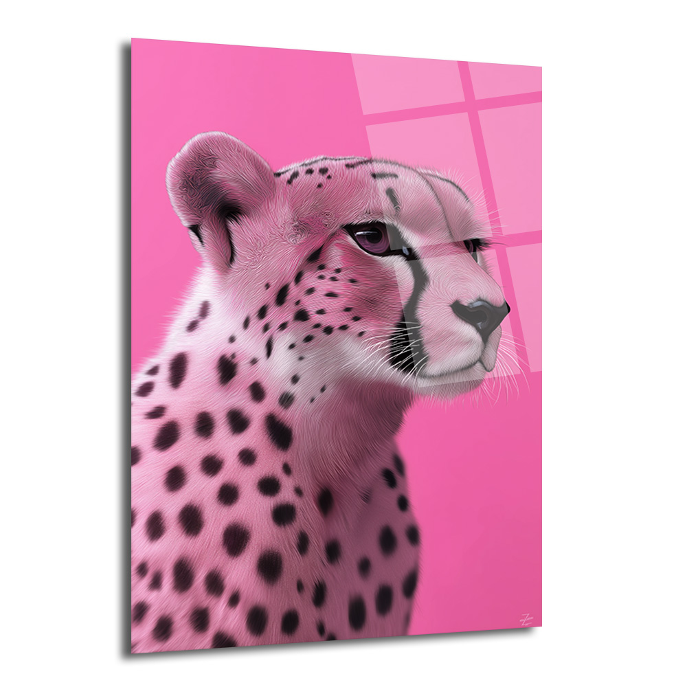 Pembe Çita Vahşi Zarafet Modern Cam Tablo - Glazella Pembe Çita Vahşi Zarafet Modern Cam Tablo - Glazella