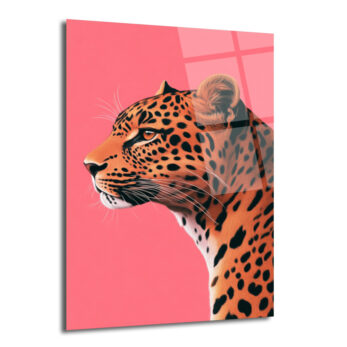 Modern Leopar Sanatı Cam Tablo: Vahşi Zarafet - Glazella