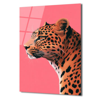 Modern Leopar Sanatı Cam Tablo: Vahşi Zarafet - Glazella