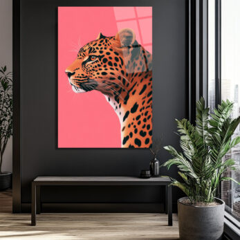 Modern Leopar Sanatı Cam Tablo: Vahşi Zarafet - Glazella