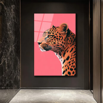 Modern Leopar Sanatı Cam Tablo: Vahşi Zarafet - Glazella