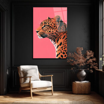 Modern Leopar Sanatı Cam Tablo: Vahşi Zarafet - Glazella