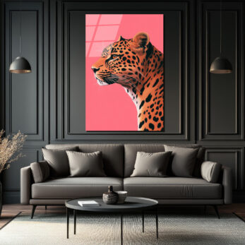 Modern Leopar Sanatı Cam Tablo: Vahşi Zarafet - Glazella