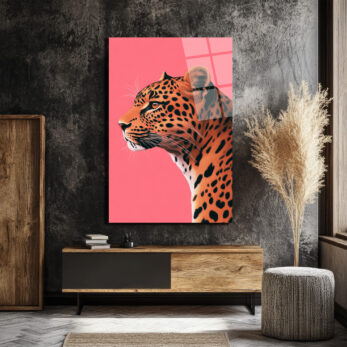 Modern Leopar Sanatı Cam Tablo: Vahşi Zarafet - Glazella