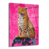 Vahşi Şıklık Pembe Leopar Cam Tablo - Modern Sanat Duvar Dekoru - Glazella