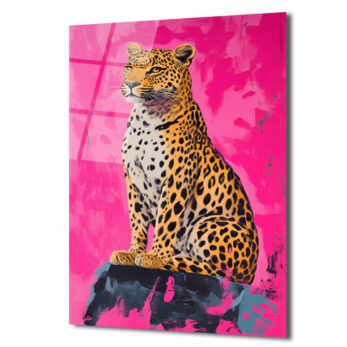 Vahşi Şıklık Pembe Leopar Cam Tablo - Modern Sanat Duvar Dekoru - Glazella Vahşi Şıklık Pembe Leopar Cam Tablo - Modern Sanat Duvar Dekoru - Glazella