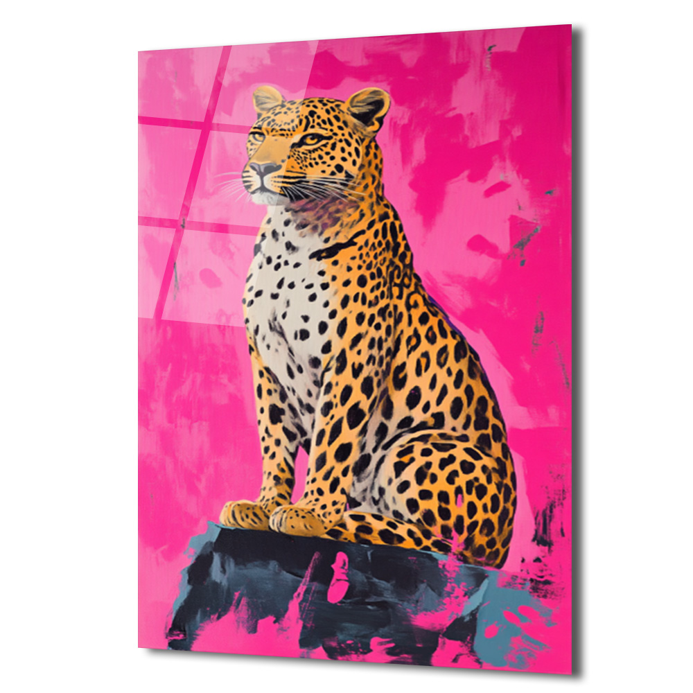 Vahşi Şıklık Pembe Leopar Cam Tablo - Modern Sanat Duvar Dekoru - Glazella Vahşi Şıklık Pembe Leopar Cam Tablo - Modern Sanat Duvar Dekoru - Glazella