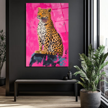Vahşi Şıklık Pembe Leopar Cam Tablo - Modern Sanat Duvar Dekoru - Glazella Vahşi Şıklık Pembe Leopar Cam Tablo - Modern Sanat Duvar Dekoru - Glazella