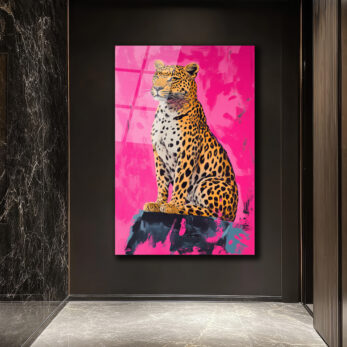 Vahşi Şıklık Pembe Leopar Cam Tablo - Modern Sanat Duvar Dekoru - Glazella Vahşi Şıklık Pembe Leopar Cam Tablo - Modern Sanat Duvar Dekoru - Glazella