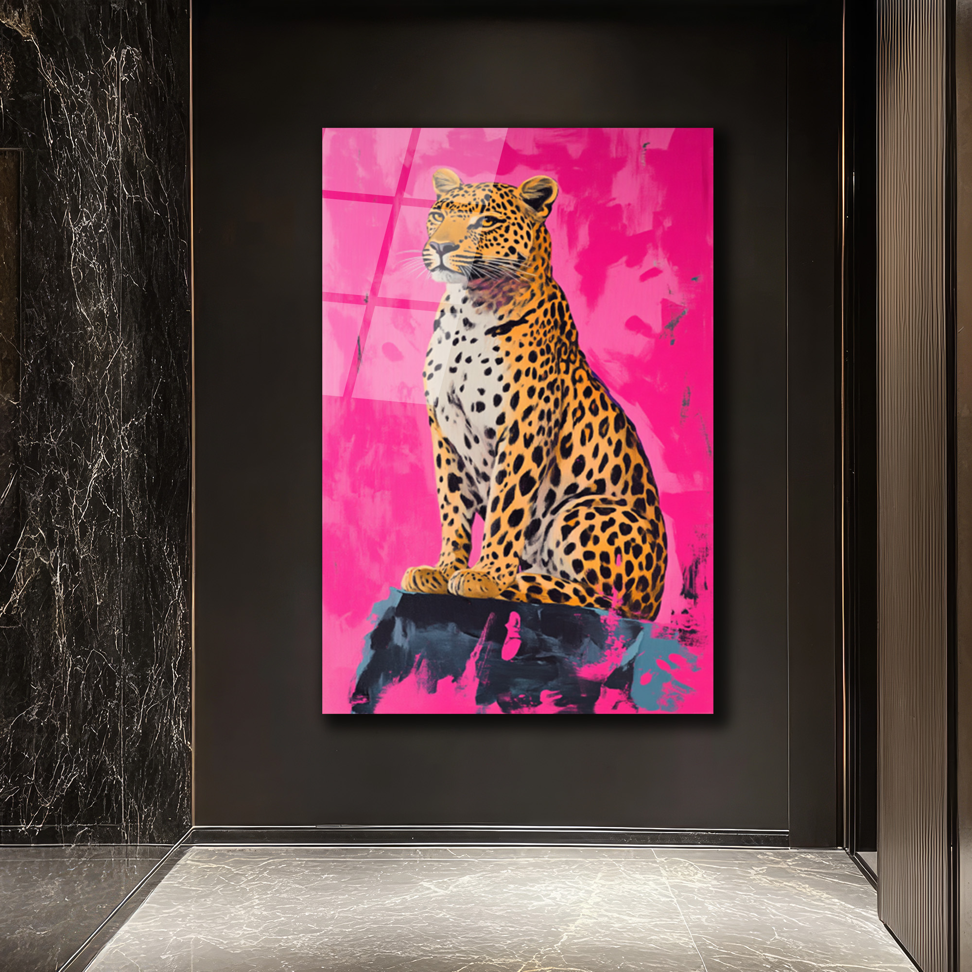 Vahşi Şıklık Pembe Leopar Cam Tablo - Modern Sanat Duvar Dekoru - Glazella Vahşi Şıklık Pembe Leopar Cam Tablo - Modern Sanat Duvar Dekoru - Glazella