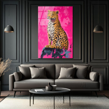 Vahşi Şıklık Pembe Leopar Cam Tablo - Modern Sanat Duvar Dekoru - Glazella Vahşi Şıklık Pembe Leopar Cam Tablo - Modern Sanat Duvar Dekoru - Glazella