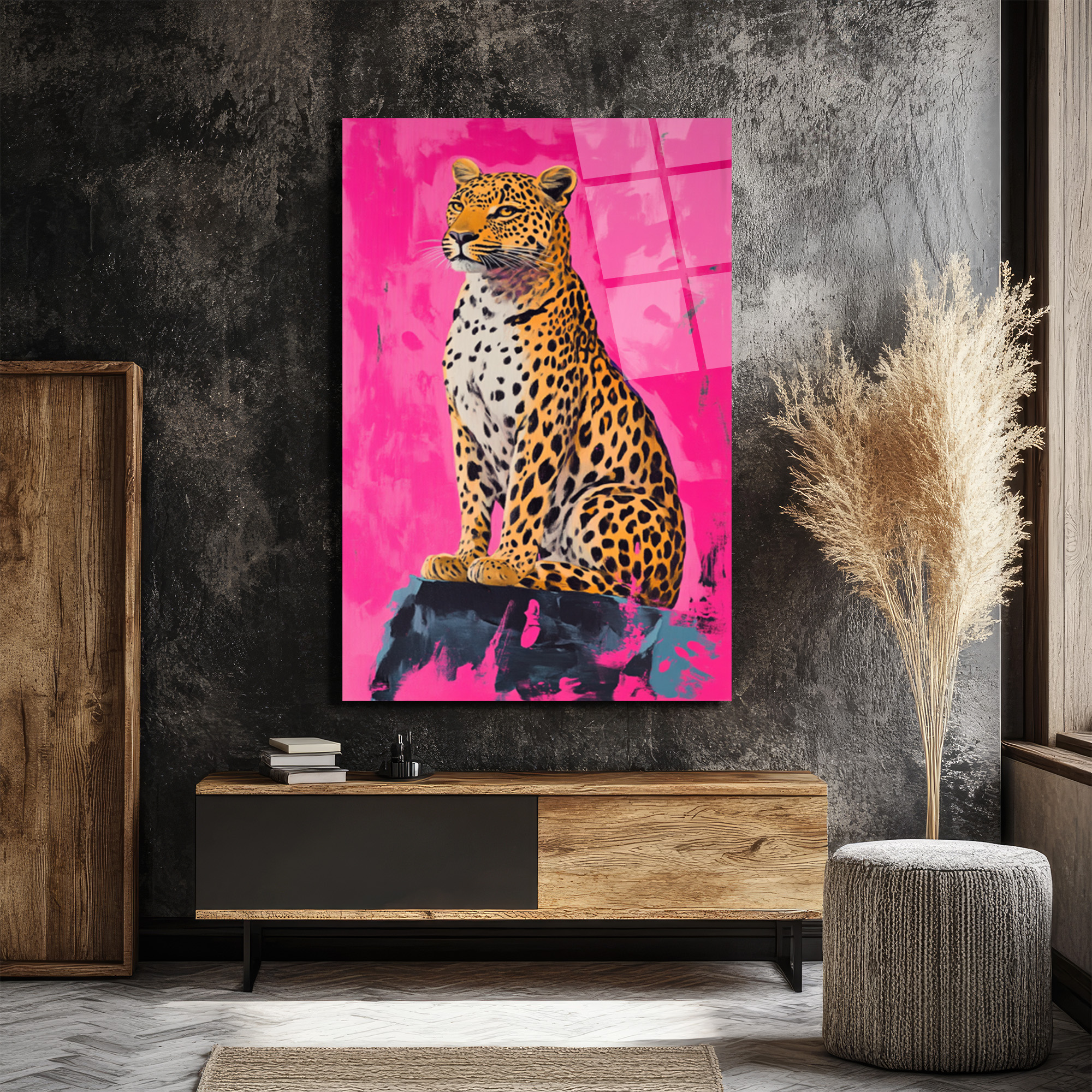 Vahşi Şıklık Pembe Leopar Cam Tablo - Modern Sanat Duvar Dekoru - Glazella Vahşi Şıklık Pembe Leopar Cam Tablo - Modern Sanat Duvar Dekoru - Glazella