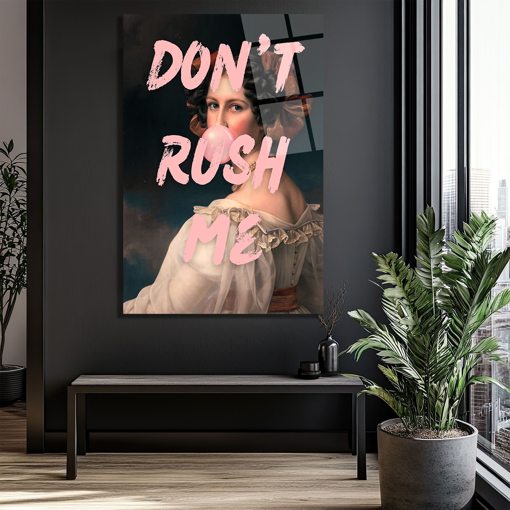 Don't Rush Me Pop Art Temalı Kadın Cam Tablo - Glazella Don't Rush Me Pop Art Temalı Kadın Cam Tablo - Glazella
