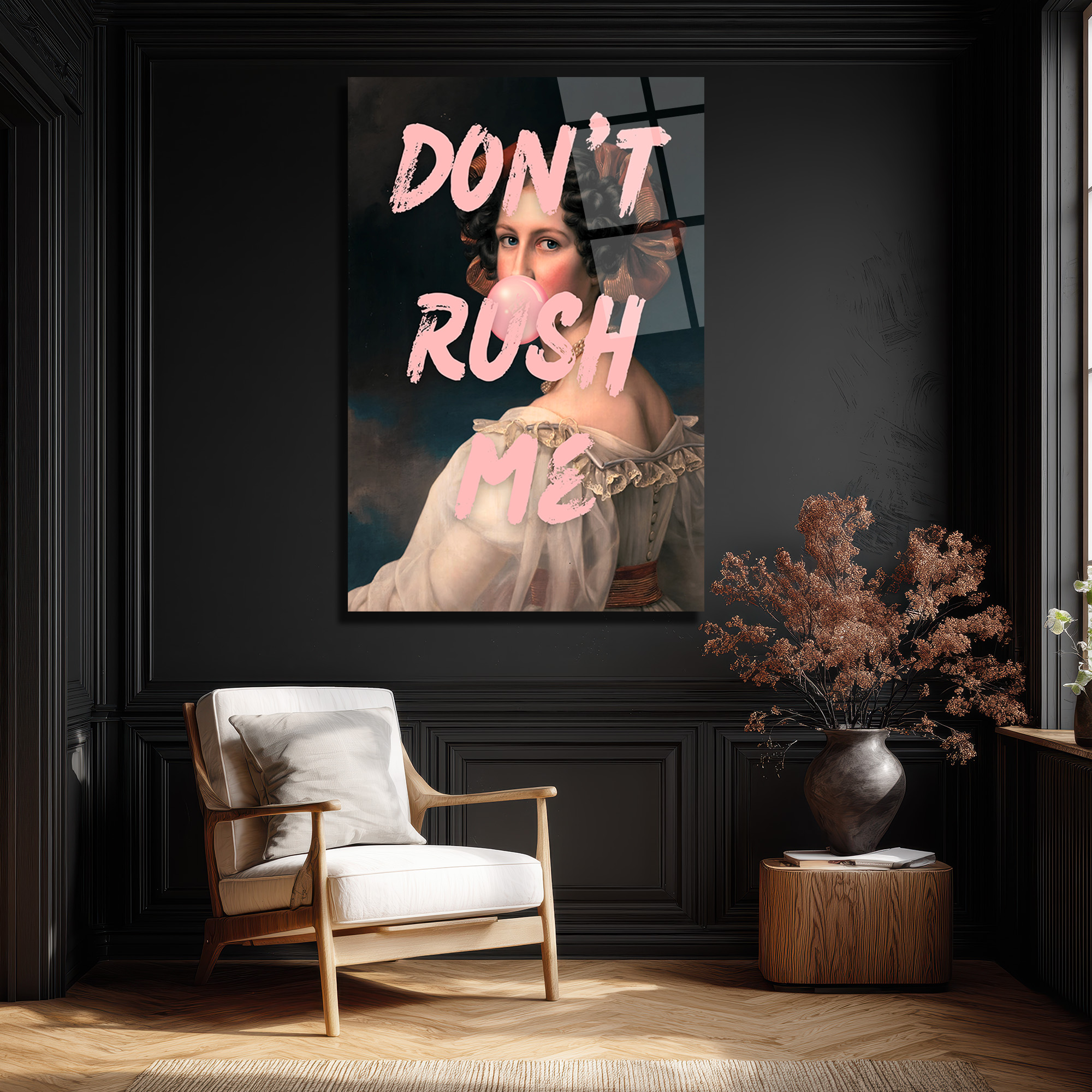 Don't Rush Me Pop Art Temalı Kadın Cam Tablo - Glazella Don't Rush Me Pop Art Temalı Kadın Cam Tablo - Glazella