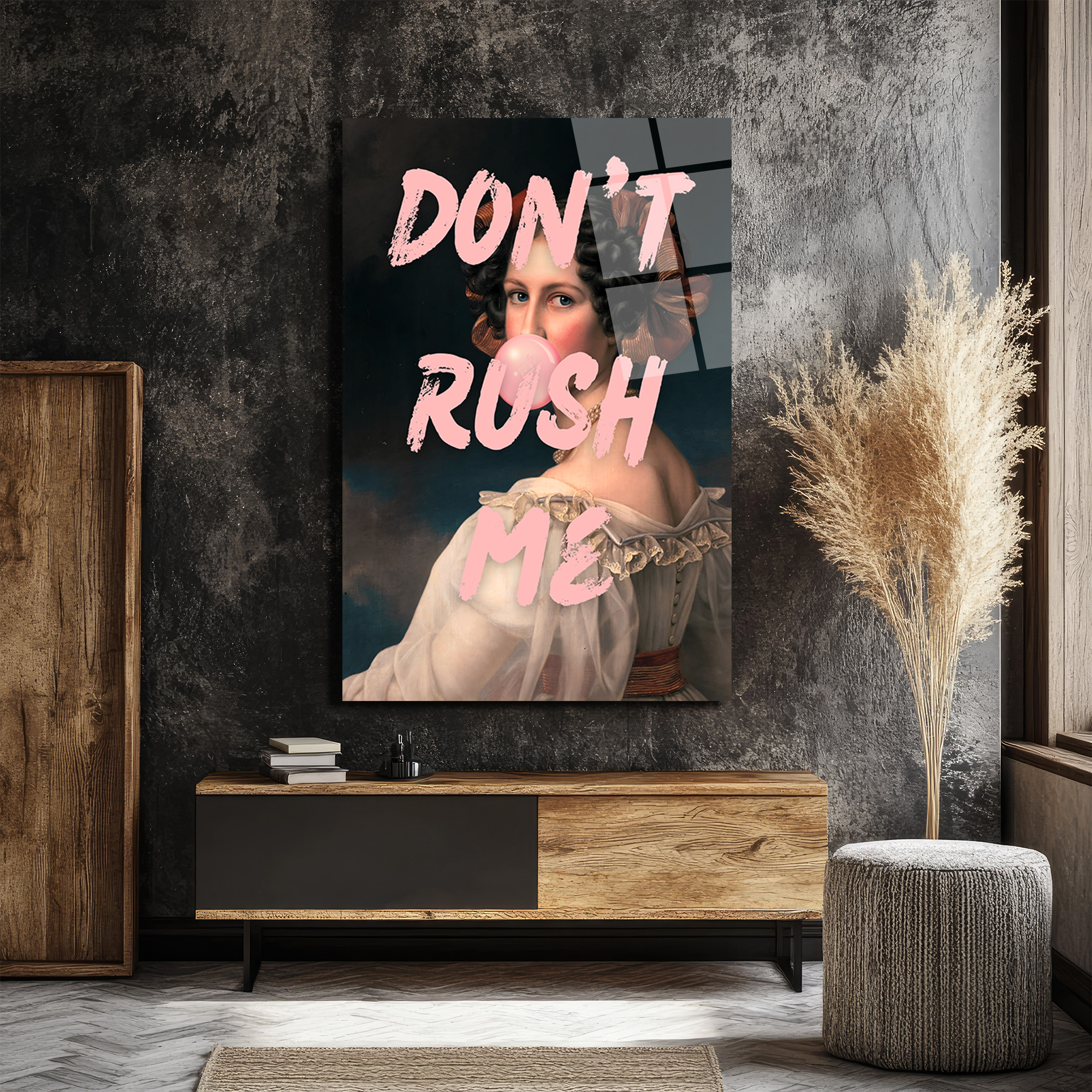 Don't Rush Me Pop Art Temalı Kadın Cam Tablo - Glazella Don't Rush Me Pop Art Temalı Kadın Cam Tablo - Glazella